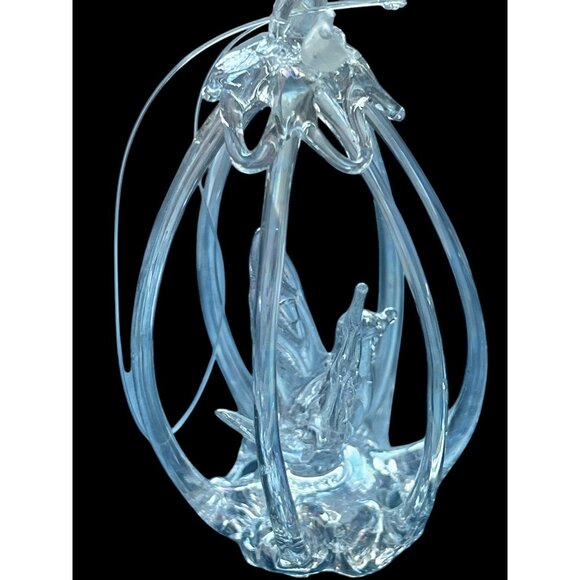 Spun Glass Ornament Set Of 4: Star Candleholder Nativity & Birdcage - Picture 6 of 10